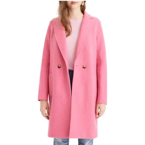 j. crew bright pink daphne italian boiled wool top coat - Picture 2 of 7